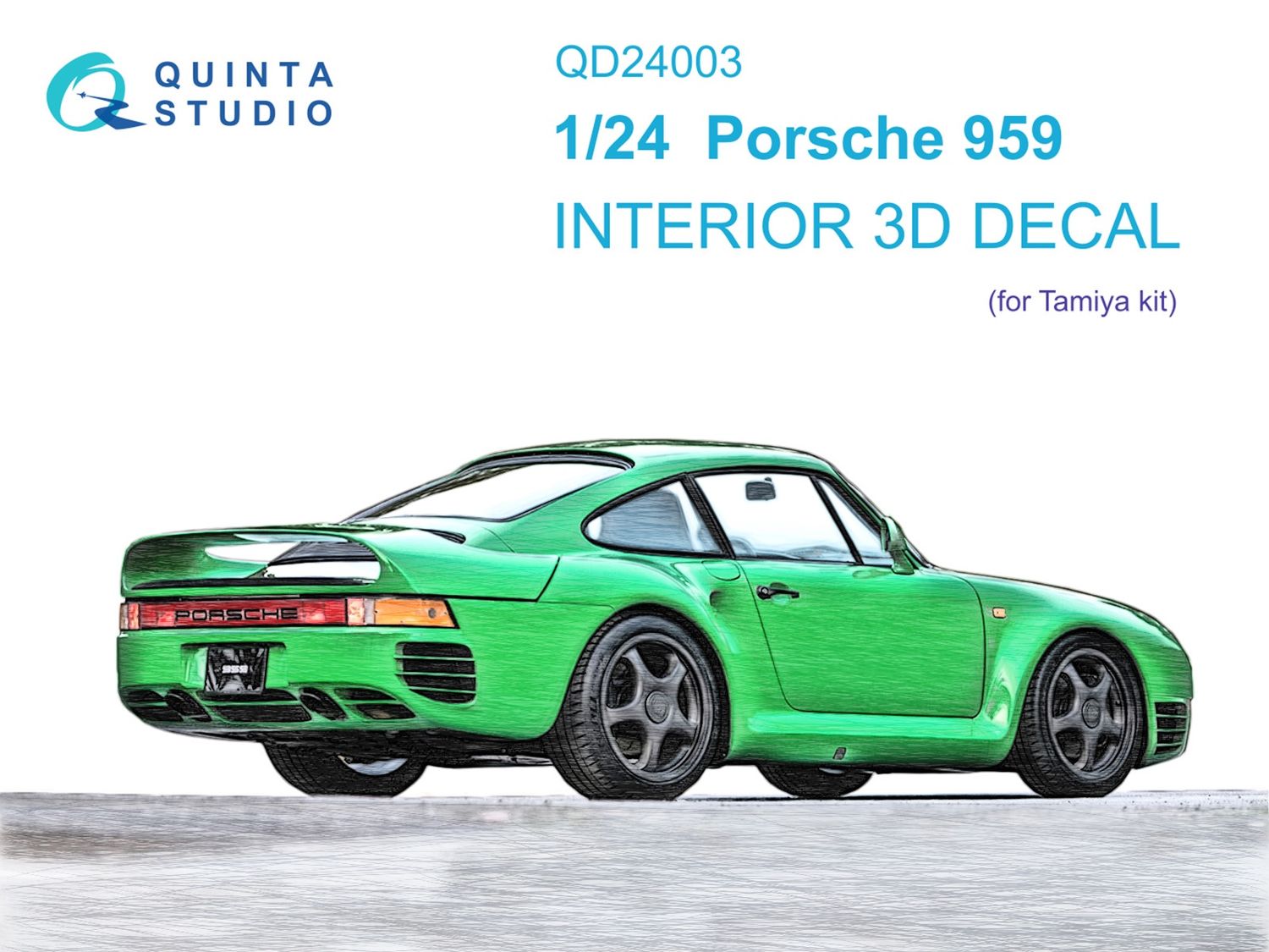 QD24003 - Porsche 959 3D-Printed &amp; coloured Interior on decal paper (for Tamiya kit) - 1:24