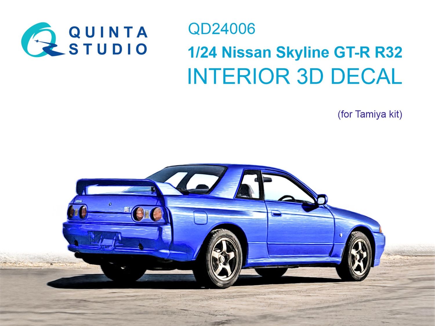 QD24006 - Nissan Skyline GT-R R32 3D-Printed &amp; coloured Interior on decal paper (for Tamiya kit) - 1:24