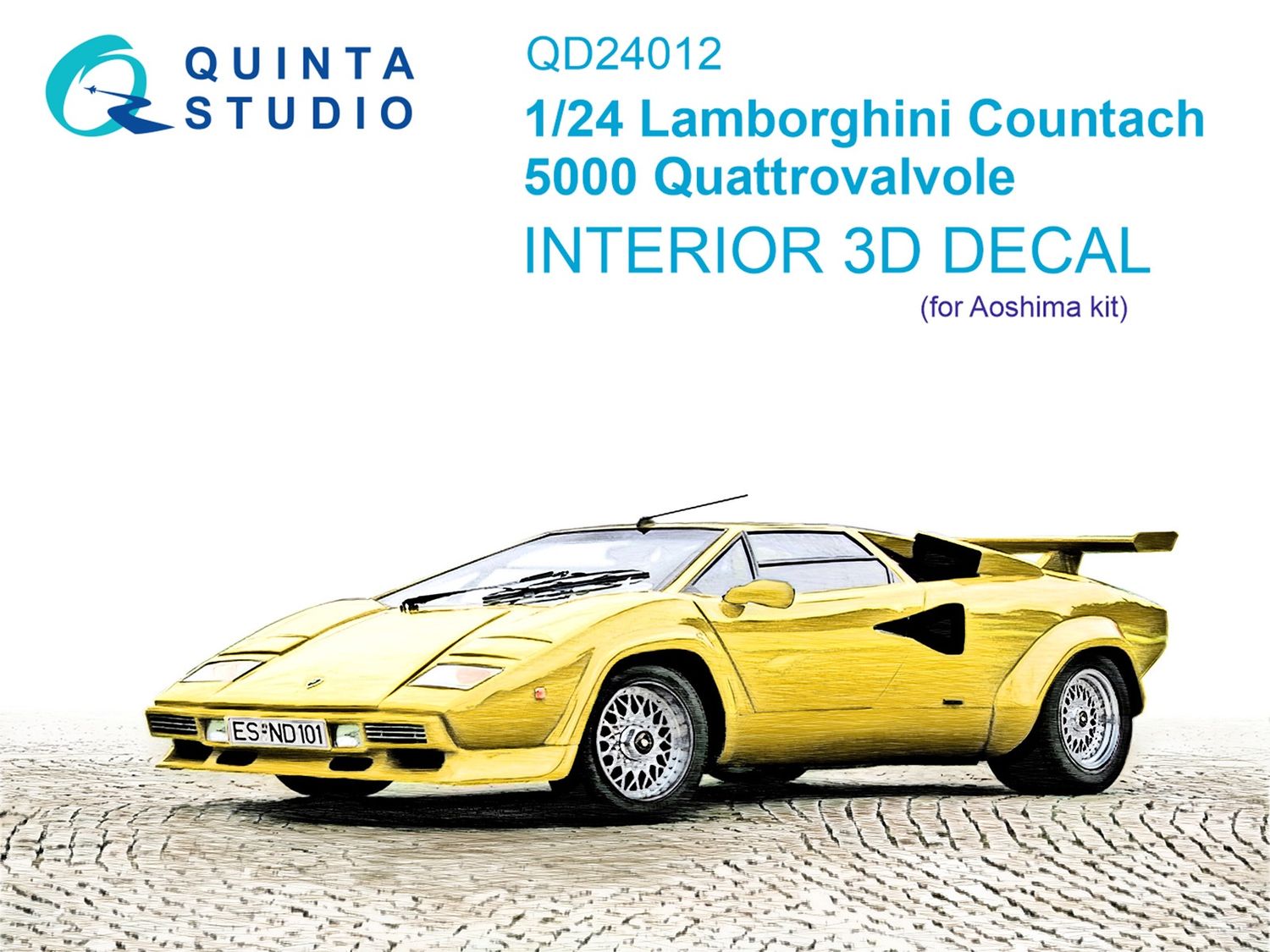 QD24012 - Lamborghini Countach 5000 QV 3D-Printed &amp; coloured Interior on decal paper (for Aoshima kit) - 1:24