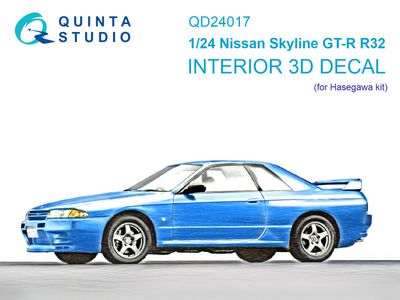 QD24017 - Nissan Skyline GT-R R32 3D-Printed &amp; coloured Interior on decal paper (Hasegawa) - 1:24