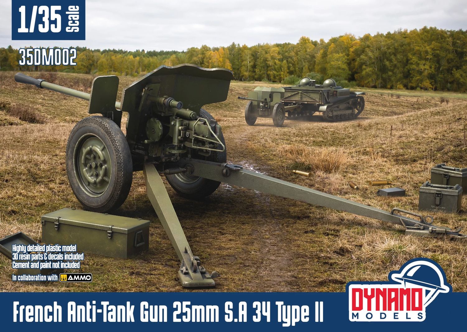 35DM002 - French Anti-Tank Gun 25mm S.A 34 Type II - 1:35