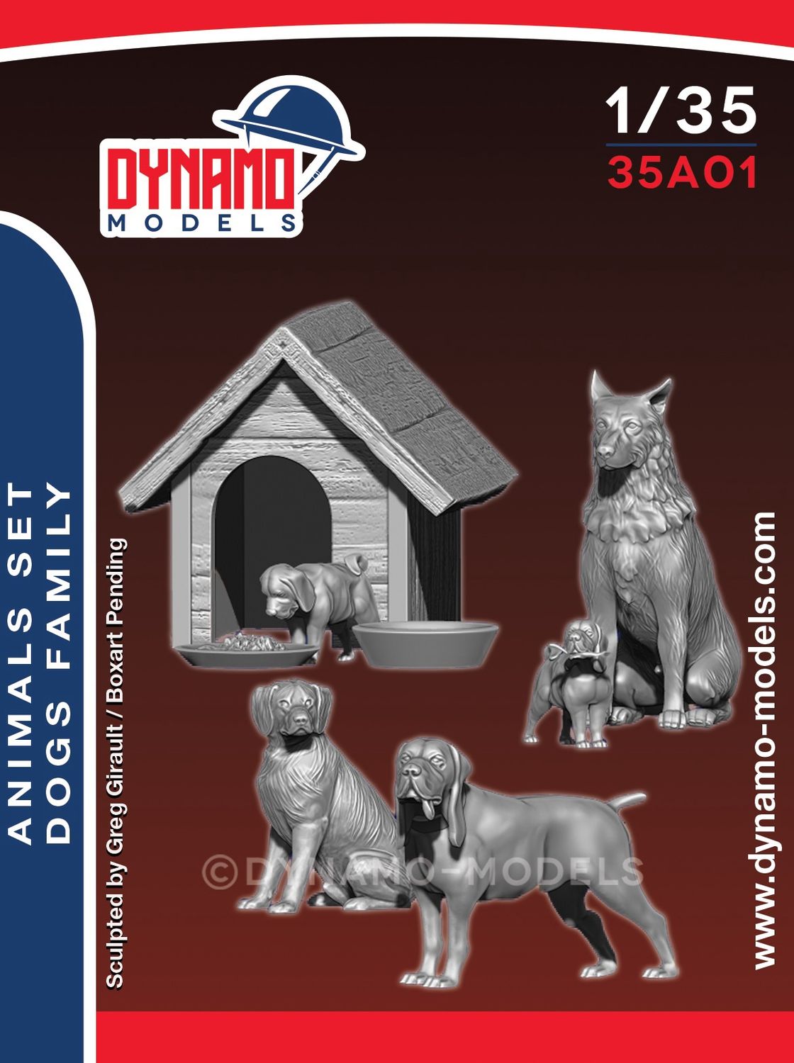 35A01 - Animal Set Dogs Family - 1:35