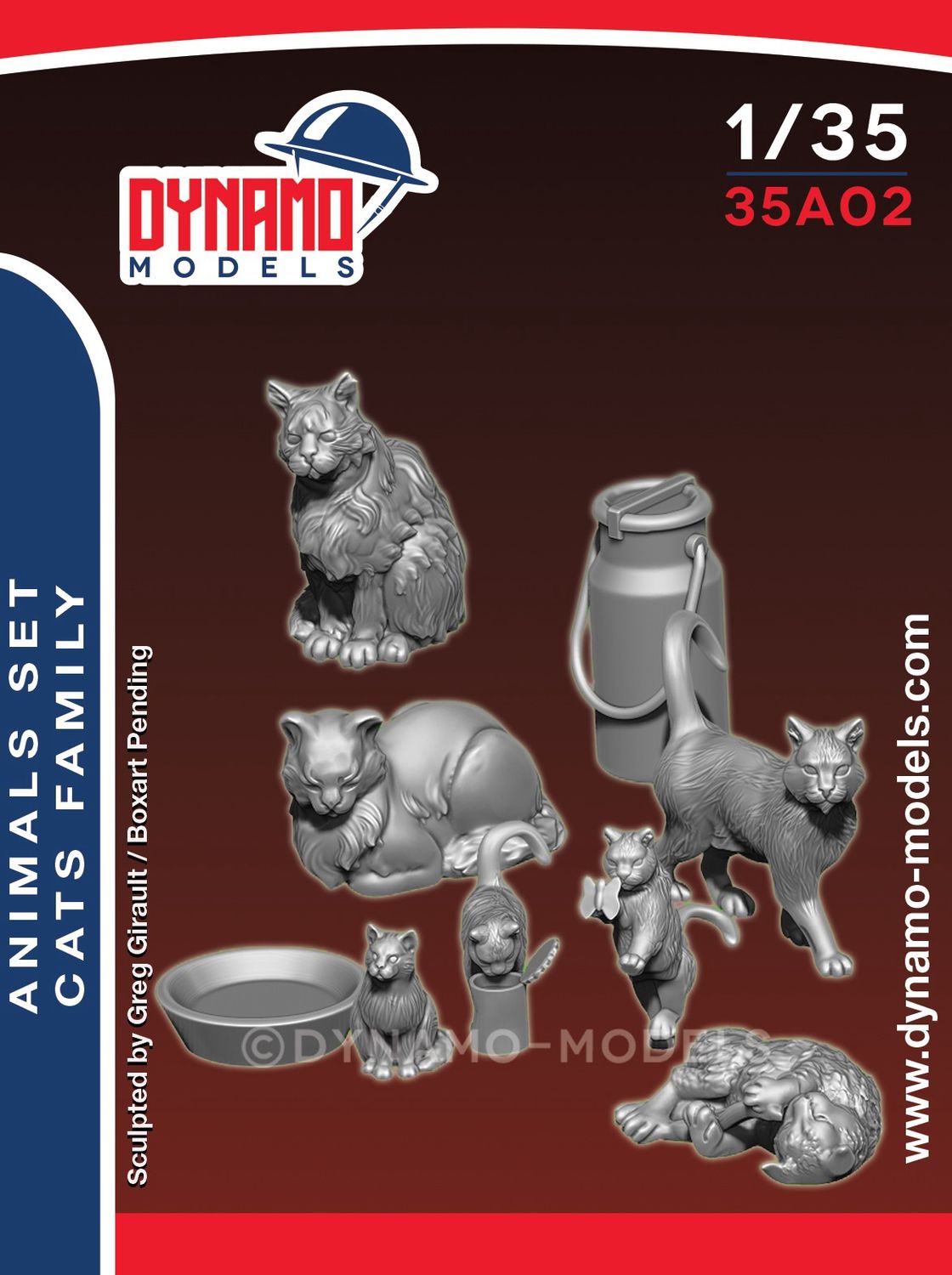 35A02 - Animal Set Cats Family - 1:35