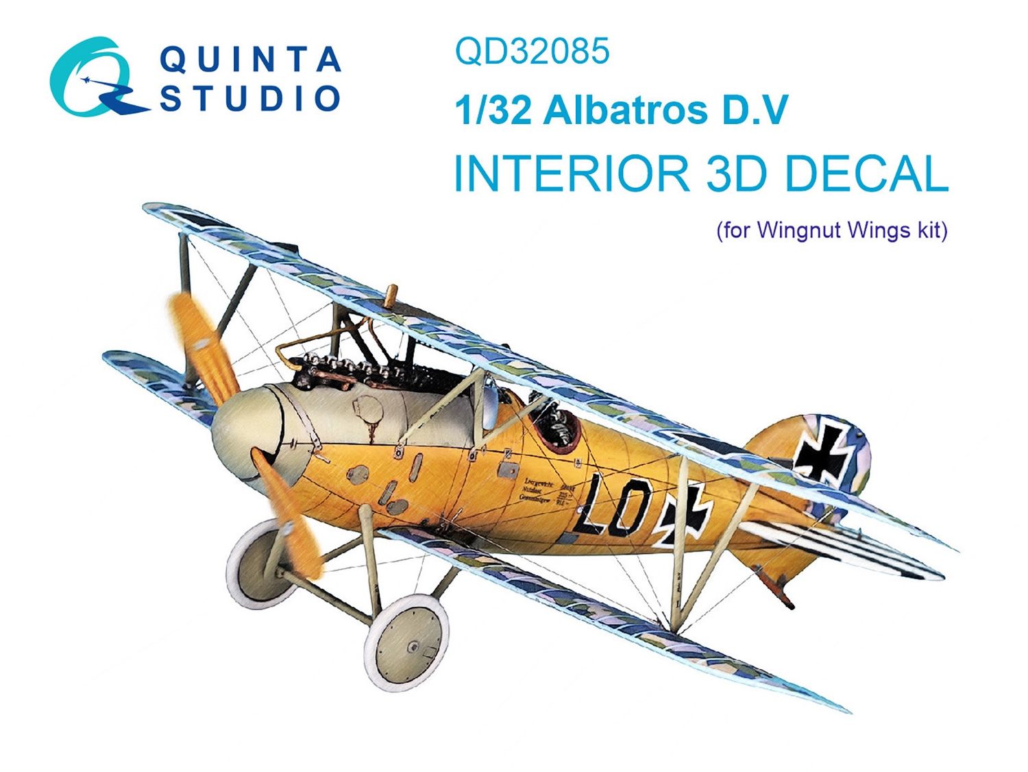 QD32085 - Albatros D.V 3D-Printed &amp; coloured Interior on decal paper (for Wingnut Wings kit) - 1:32