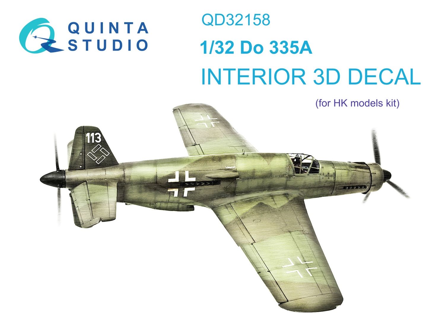 QD32158 - Do 335A 3D-Printed &amp; coloured Interior on decal paper (for HK models kit) - 1:32