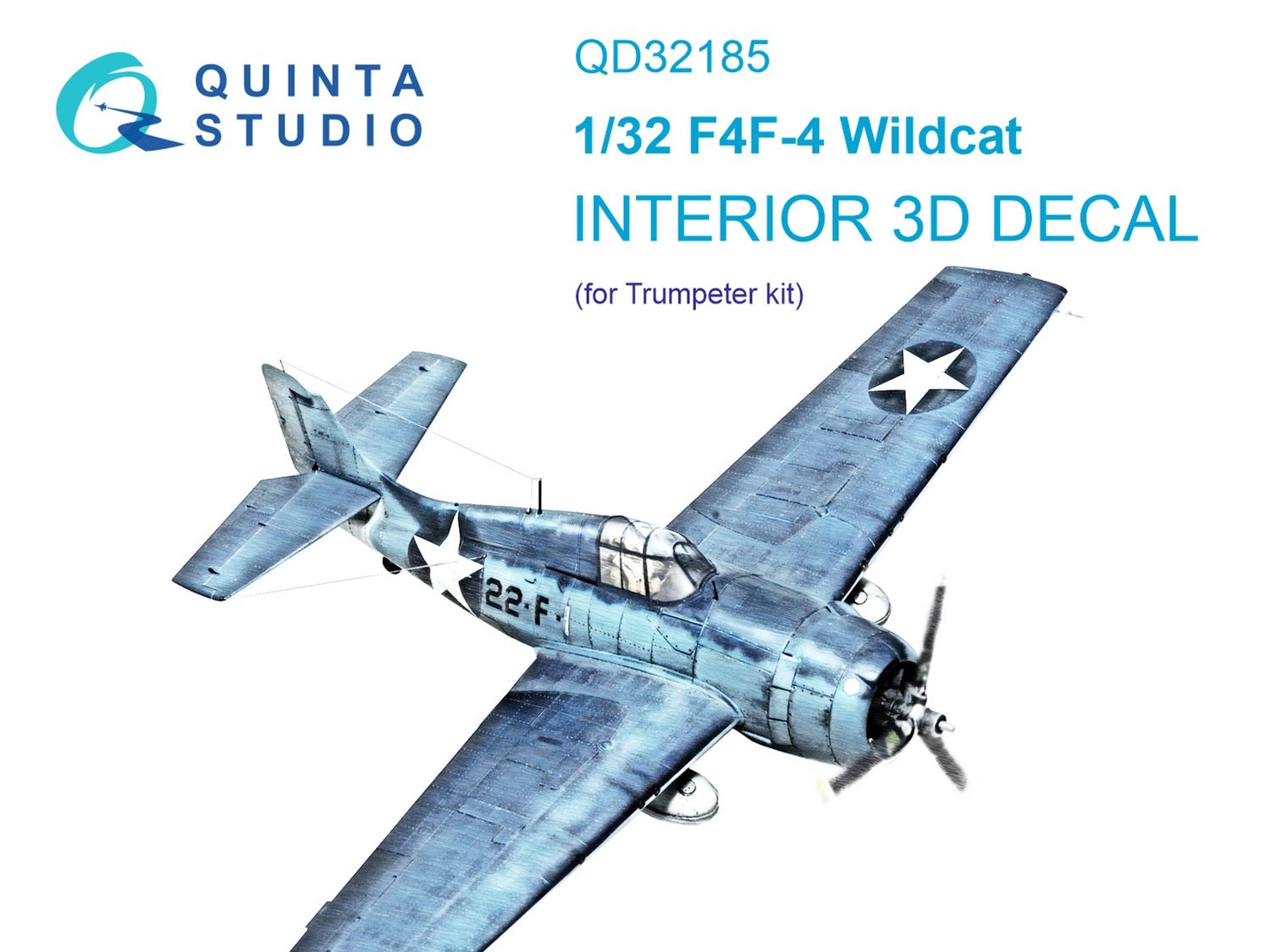 QD32185 - F4F-4 Wildcat 3D-Printed &amp; coloured Interior on decal paper (for Trumpeter kit) - 1:32