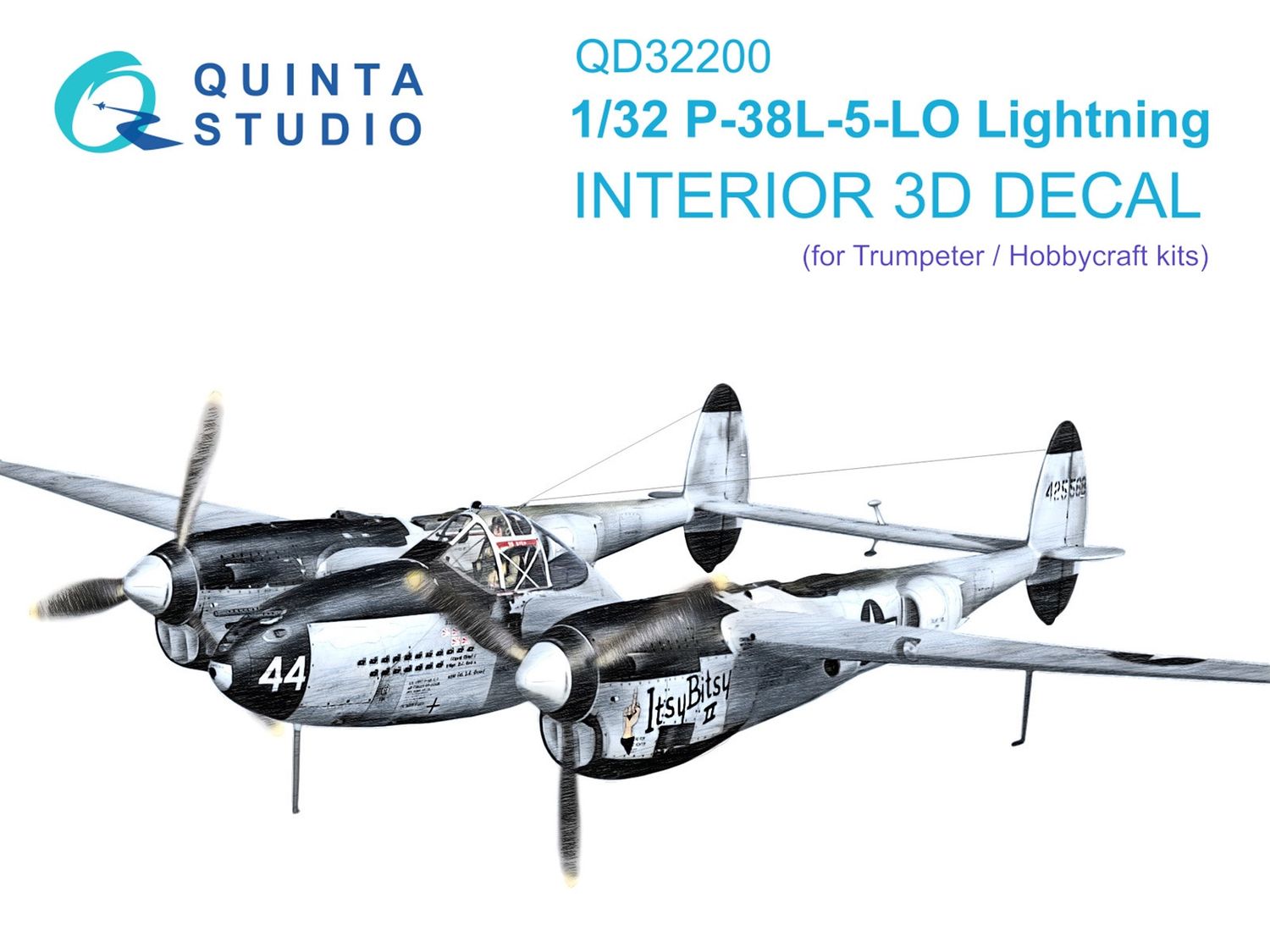QD32200 - P-38L-5-LO Lightning 3D-Printed &amp; coloured Interior on decal paper (for Trumpeter/Hobbycraft kit) - 1:32