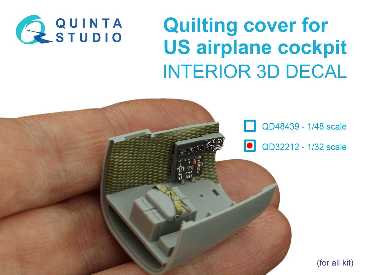 QD32212 - Quilting cover for US airplane cockpit. 3D-Printed &amp; coloured Interior on decal paper (All kits) - 1:32
