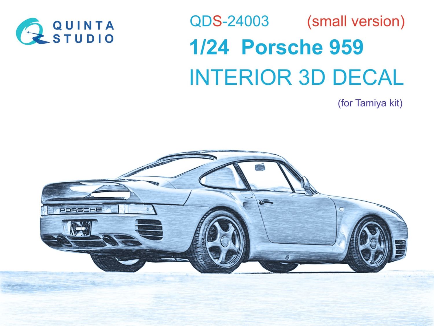 QDS-24003 - Porsche 959 3D-Printed &amp; coloured Interior on decal paper (for Tamiya kit) - Small Version - 1:24