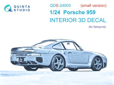 QDS-24003 - Porsche 959 3D-Printed &amp; coloured Interior on decal paper (for Tamiya kit) - Small Version - 1:24