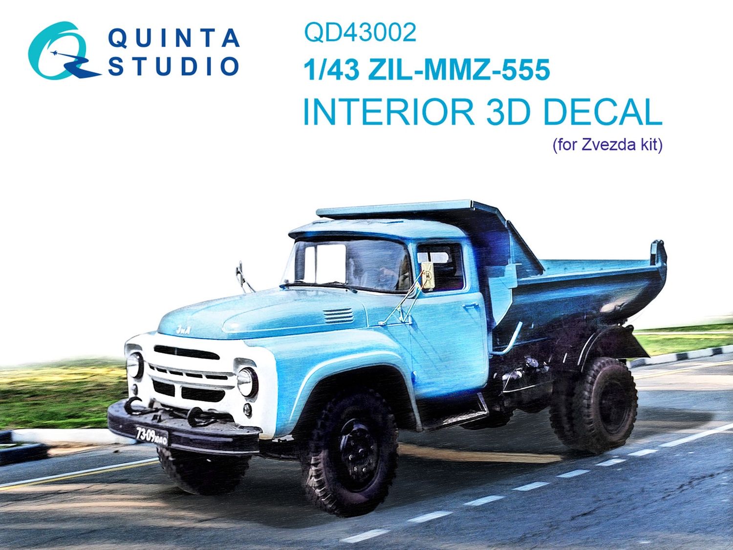 QD43002 - ZIL-MMZ-555 3D-Printed &amp; coloured Interior on decal paper (for Zvezda kit) - 1:43