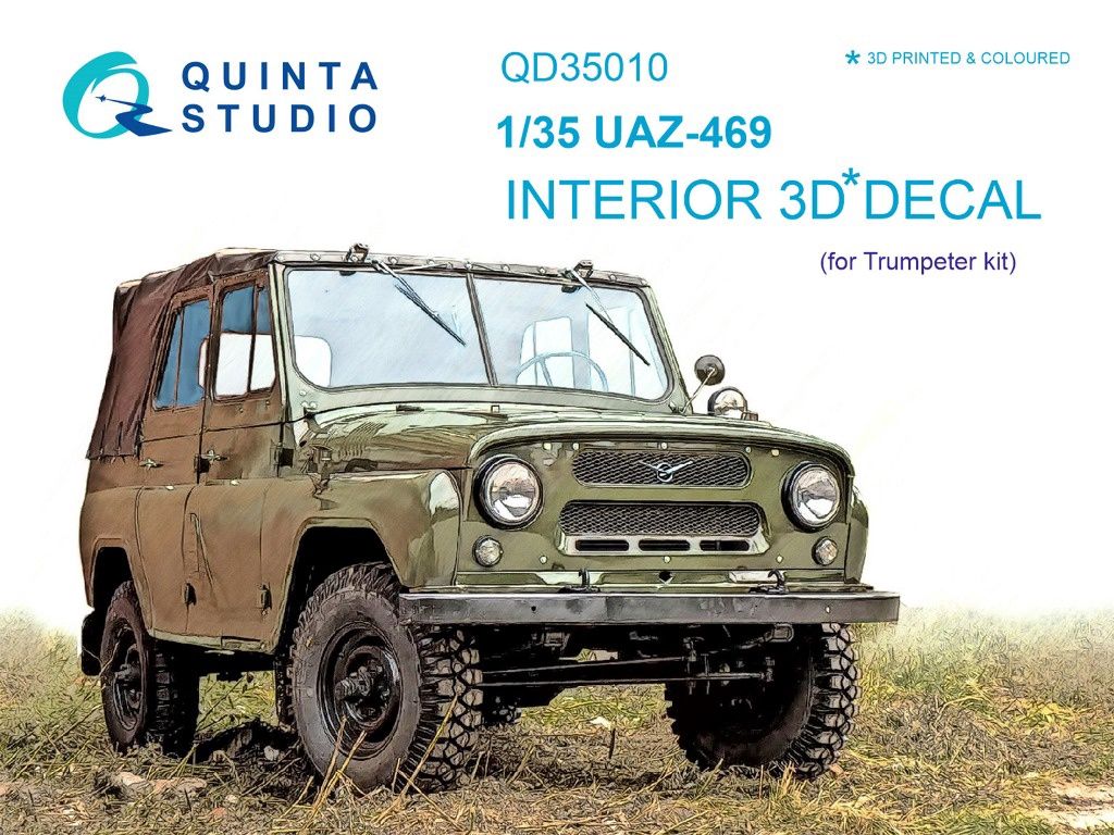QD35010 - UAZ 469 3D-Printed &amp; coloured Interior on decal paper (for Trumpeter kit) - 1:35