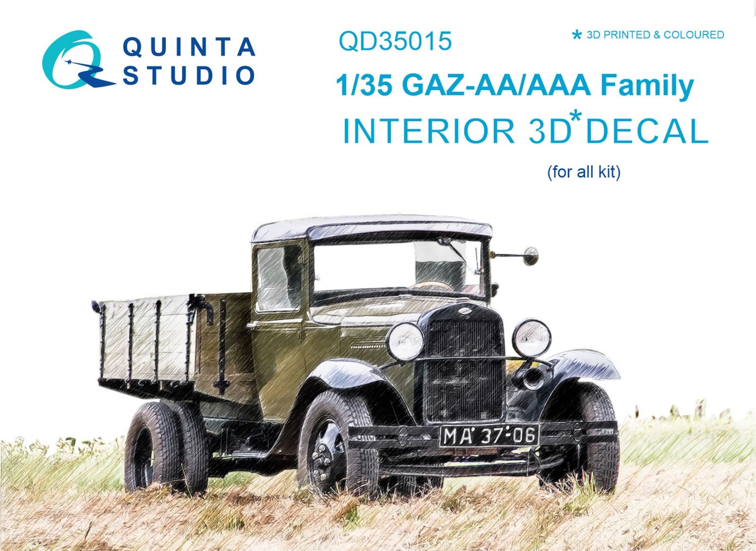 QD35015 - GAZ-AA/AAA family 3D-Printed &amp; coloured Interior on decal paper (for all kit) - 1:35