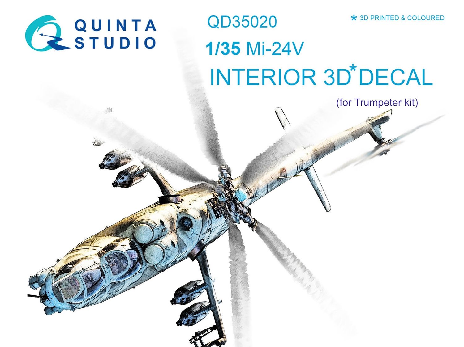 QD35020 - Mi-24V 3D-Printed &amp; coloured Interior on decal paper (for Trumpeter kit) - 1:35