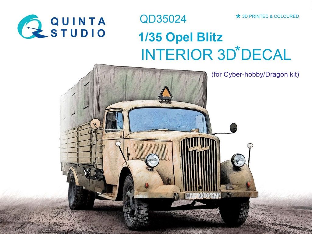 QD35024 - Opel Blitz 3D-Printed &amp; coloured Interior on decal paper (for Cyber-hobby/Dragon kit) - 1:35