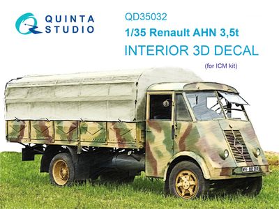 QD35032 - Renault AHN 3.5t 3D-Printed &amp; coloured Interior on decal paper (ICM) - 1:35