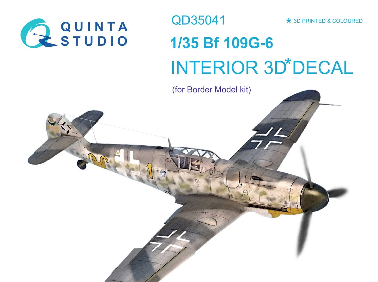 QD35041 - Bf 109G-6 3D-Printed &amp; coloured Interior on decal paper (Border Model) - 1:35