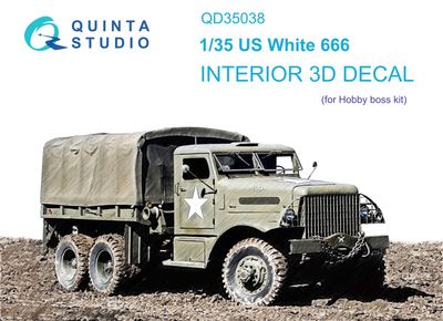 QD35038 - US White 666 3D-Printed &amp; coloured Interior on decal paper (for Hobby Boss kit) - 1:35