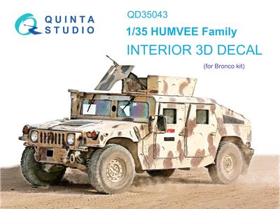 QD35043 - HUMVEE Family 3D-Printed &amp; coloured Interior on decal paper (Bronco) - 1:35