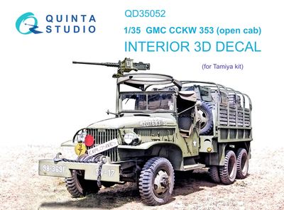 QD35052 - GMC CCKW 353 (open cab) 3D-Printed &amp; coloured Interior on decal paper (for Tamiya kit) - 1:35