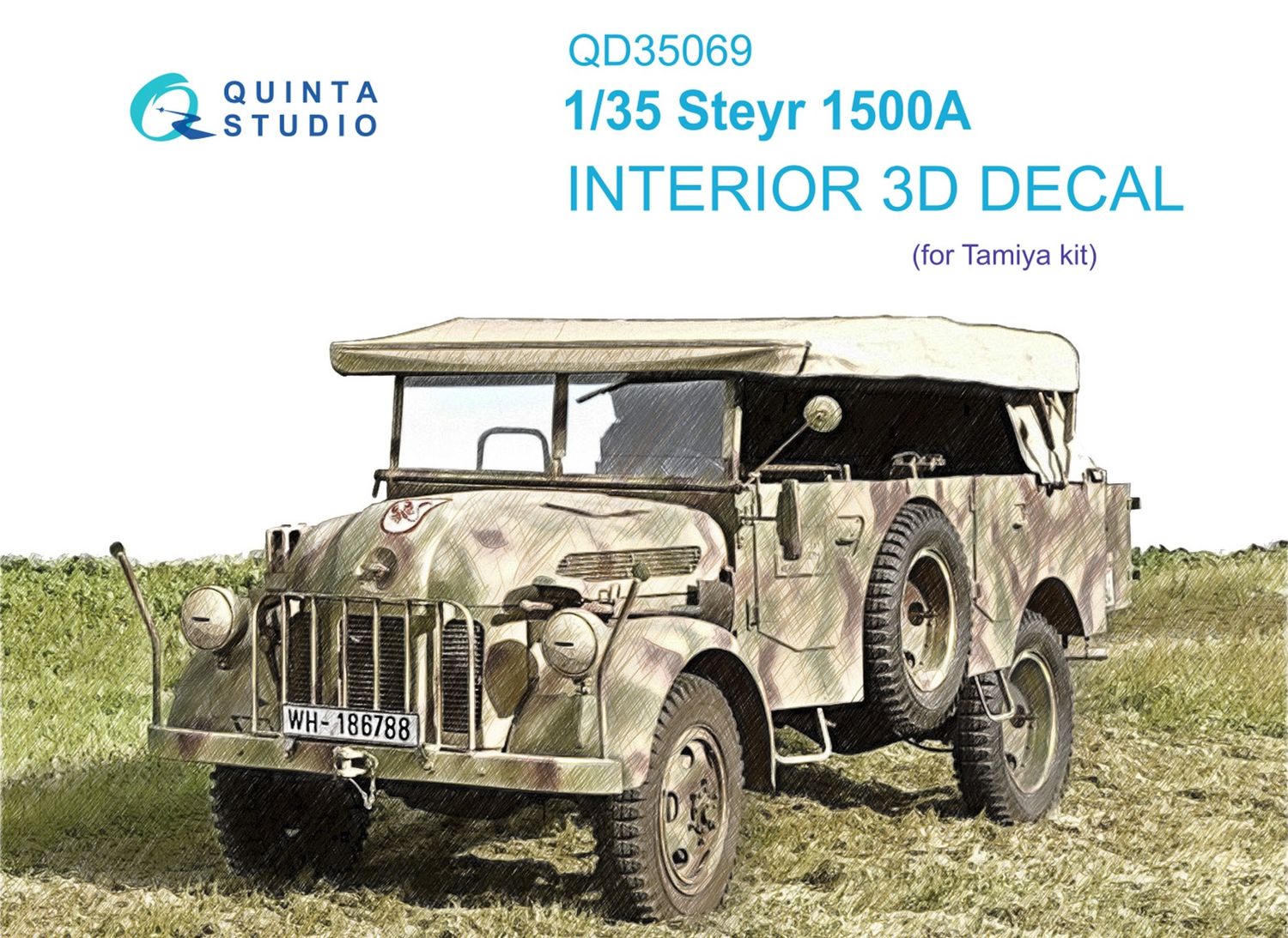 QD35069 - Steyr 1500A 3D-Printed &amp; coloured Interior on decal paper (for Tamiya kit) - 1:35
