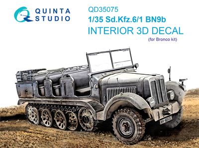 QD35075 - Sd.Kfz.6-1 BN9b 3D-Printed &amp; coloured Interior on decal paper (for Bronco kit) - 1:35
