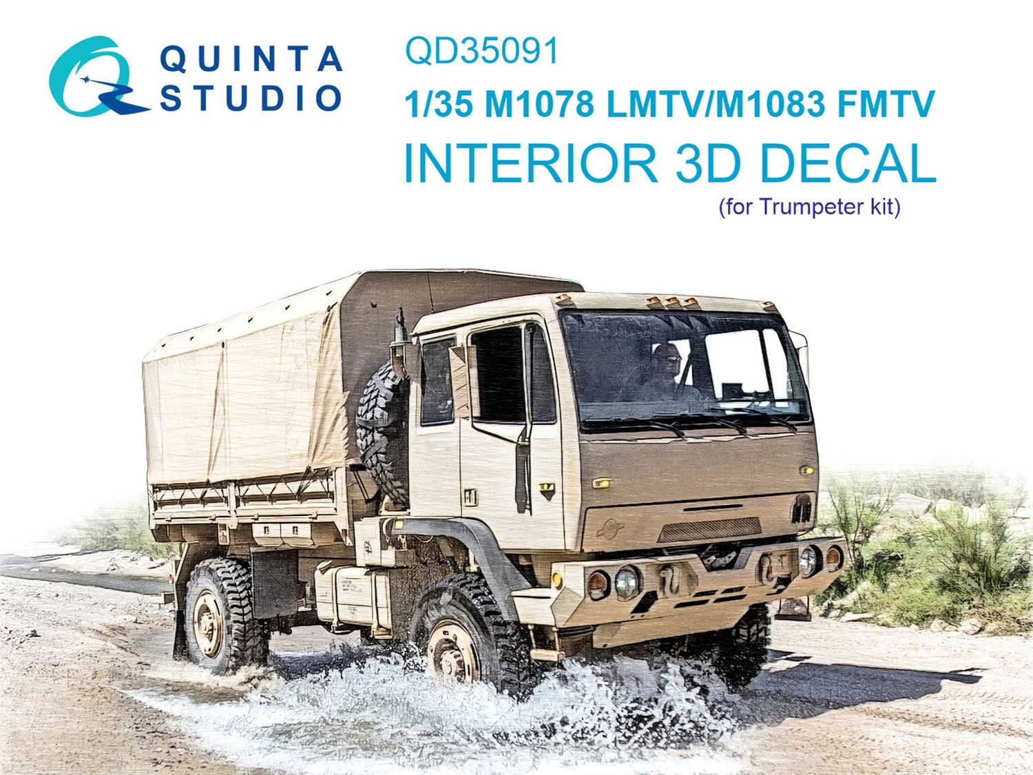 QD35091 - M1078 LMTV &amp; M1083 FMTV 3D-Printed &amp; coloured Interior on decal paper (for Trumpeter) - 1:35