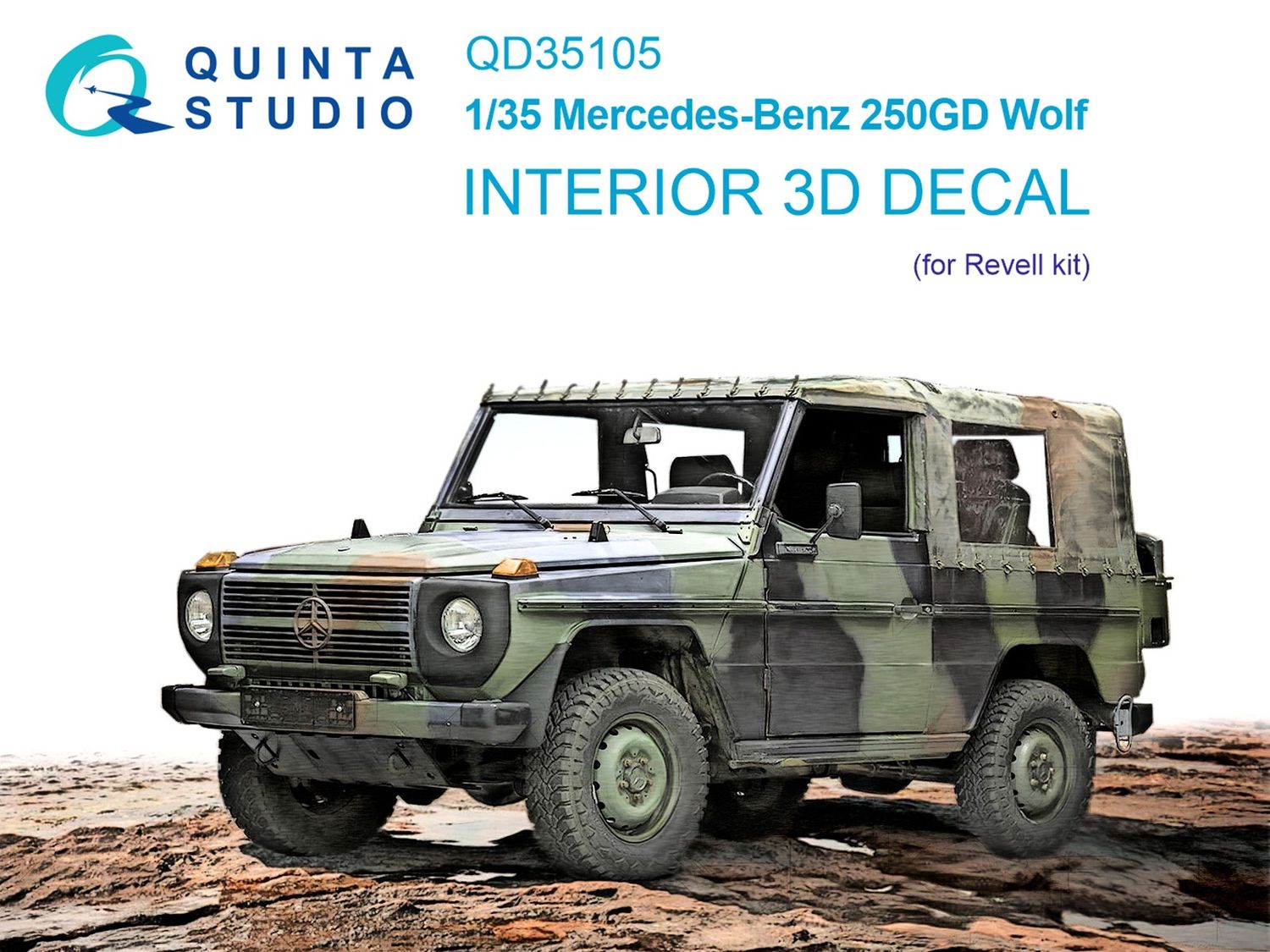 QD35105 - Mercedes-Benz 250GD Wolf 3D-Printed &amp; coloured Interior on decal paper (for Revell kit) - 1:35