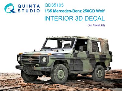 QD35105 - Mercedes-Benz 250GD Wolf 3D-Printed &amp; coloured Interior on decal paper (for Revell kit) - 1:35