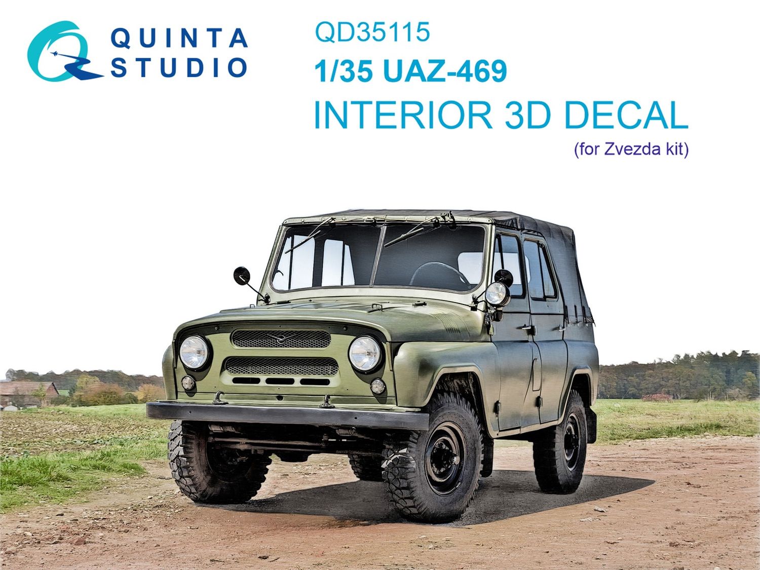 QD35115 - UAZ-469 3D-Printed &amp; coloured Interior on decal paper (for Zvezda kit) - 1:35