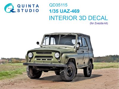 QD35115 - UAZ-469 3D-Printed &amp; coloured Interior on decal paper (for Zvezda kit) - 1:35