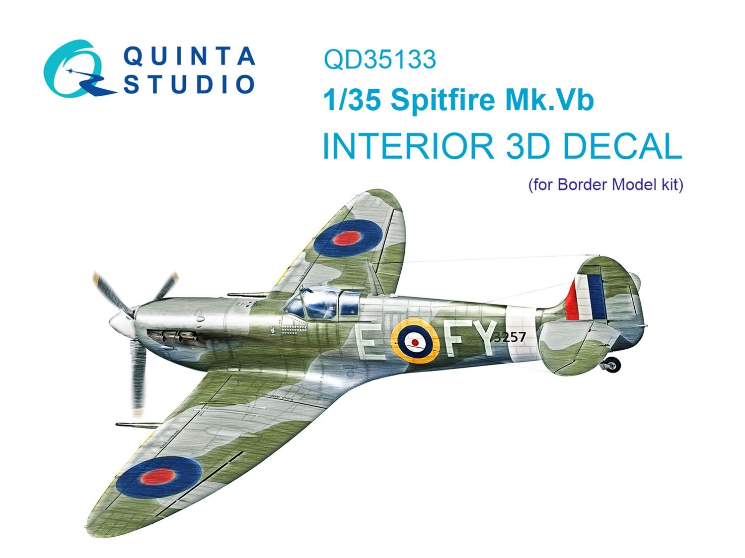 QD35133 - Spitfire Mk. Vb 3D-Printed &amp; coloured Interior on decal paper (Border model) - 1:35