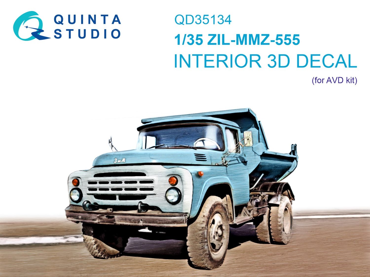 QD35134 - ZIL-MMZ-555 3D-Printed &amp; coloured Interior on decal paper (AVD) - 1:35