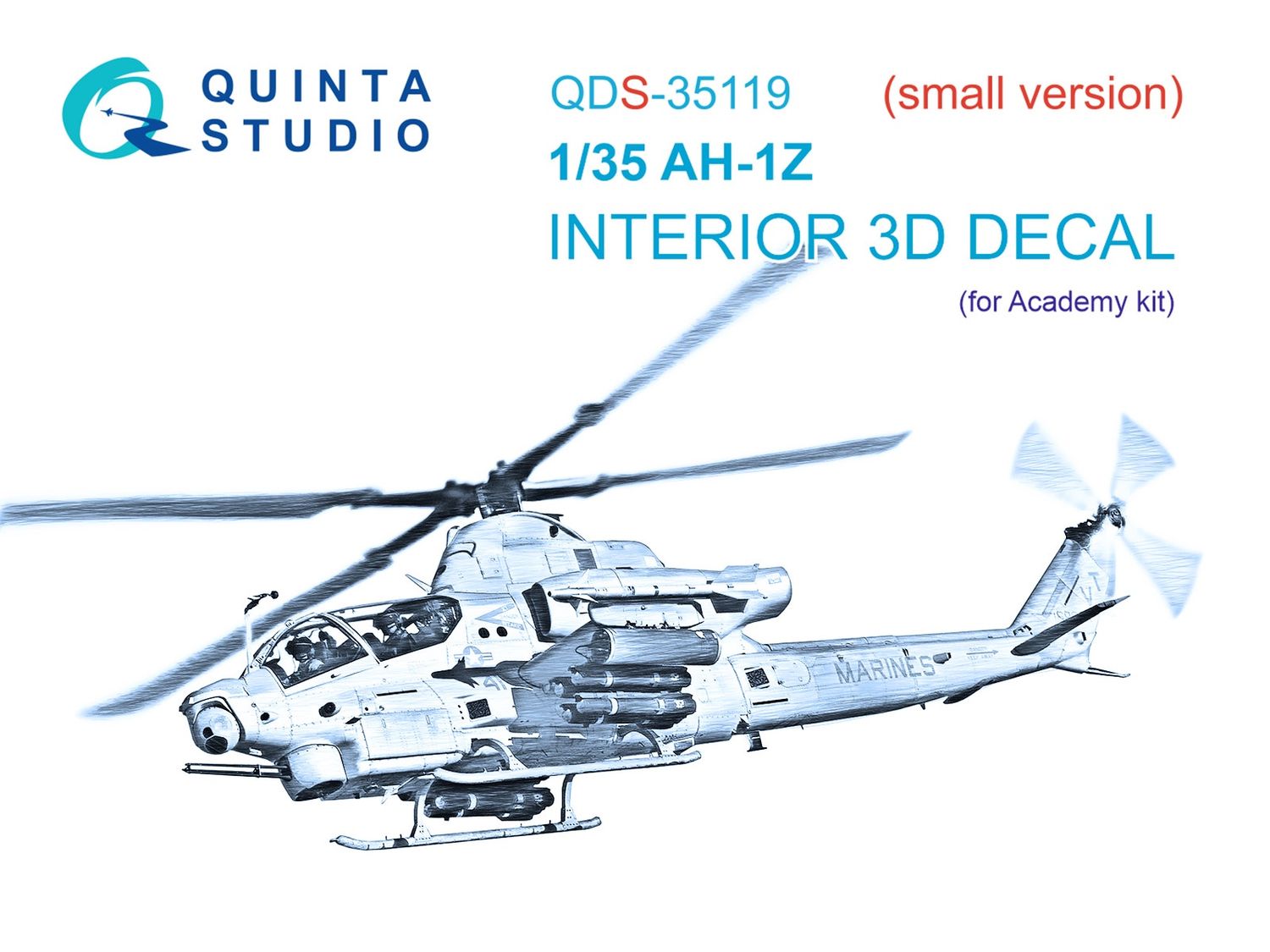 QDS-35119 - AH-1Z 3D-Printed &amp; coloured Interior on decal paper (for Academy kit) - Small Version - 1:35