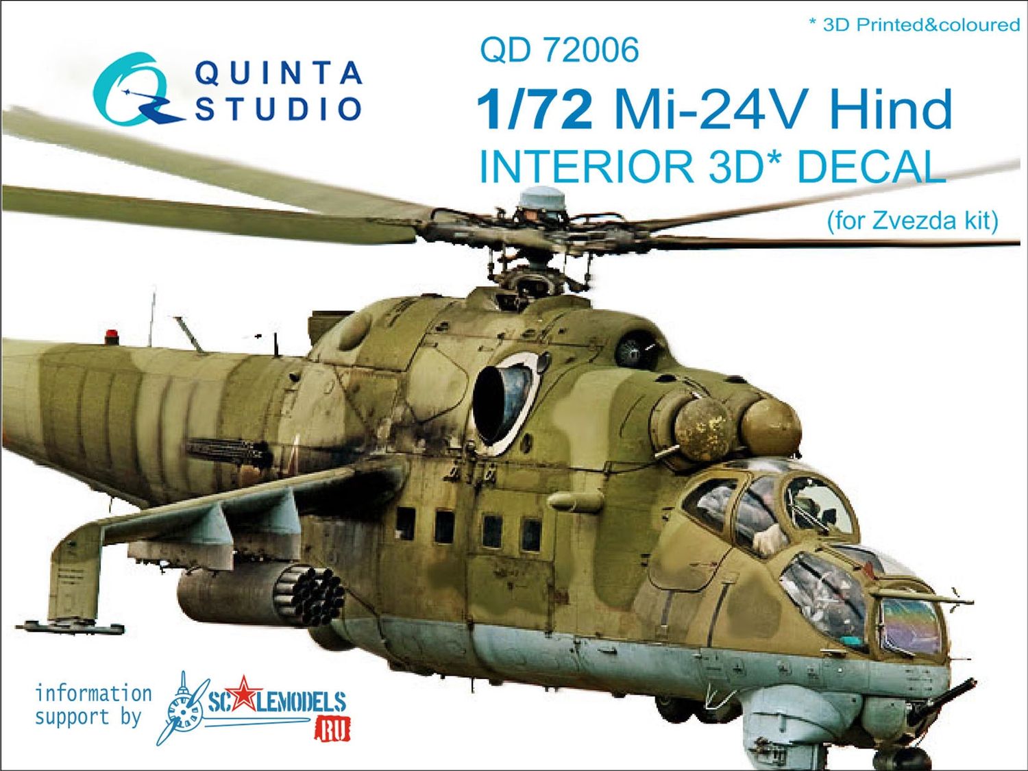 QD72006 - Mi-24V  3D-Printed &amp; coloured Interior on decal paper  (for Zvezda kit) - 1:72