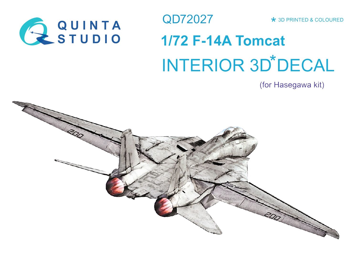 QD72027 - F-14A 3D-Printed &amp; coloured Interior on decal paper (for Hasegawa kit) - 1:72