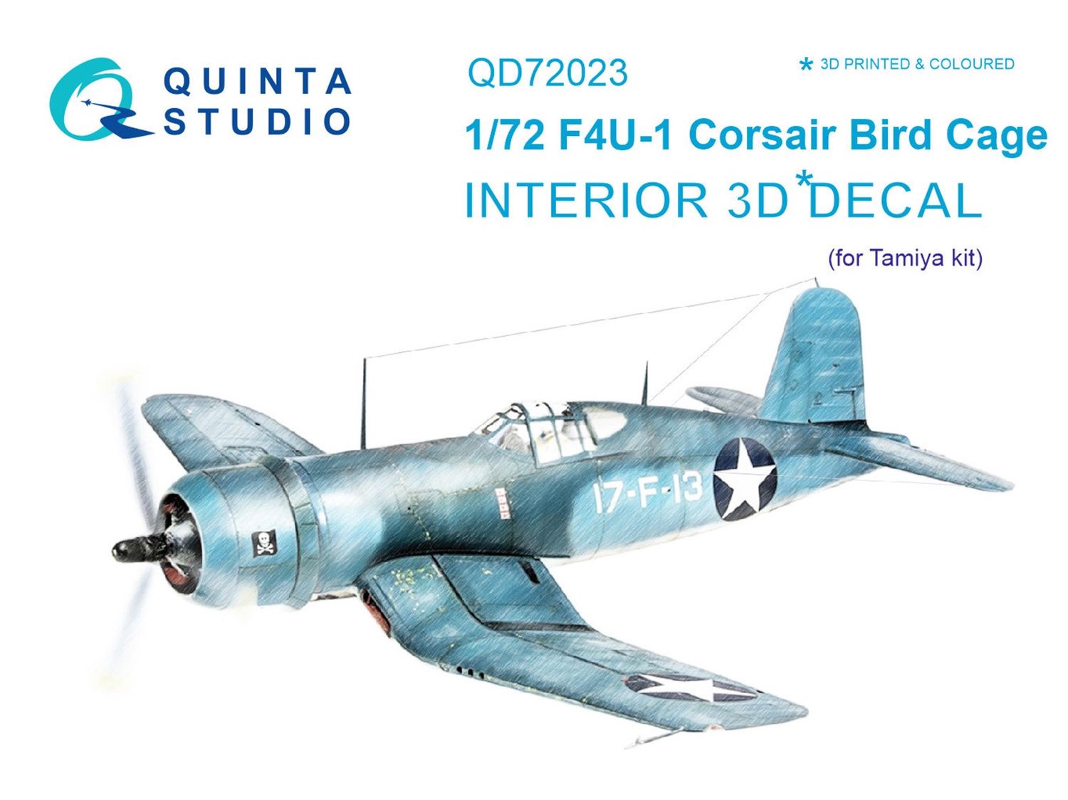 QD72023 - F4U-1 Corsair (Bird cage) 3D-Printed &amp; coloured Interior on decal paper (for Tamiya  kit) - 1:72