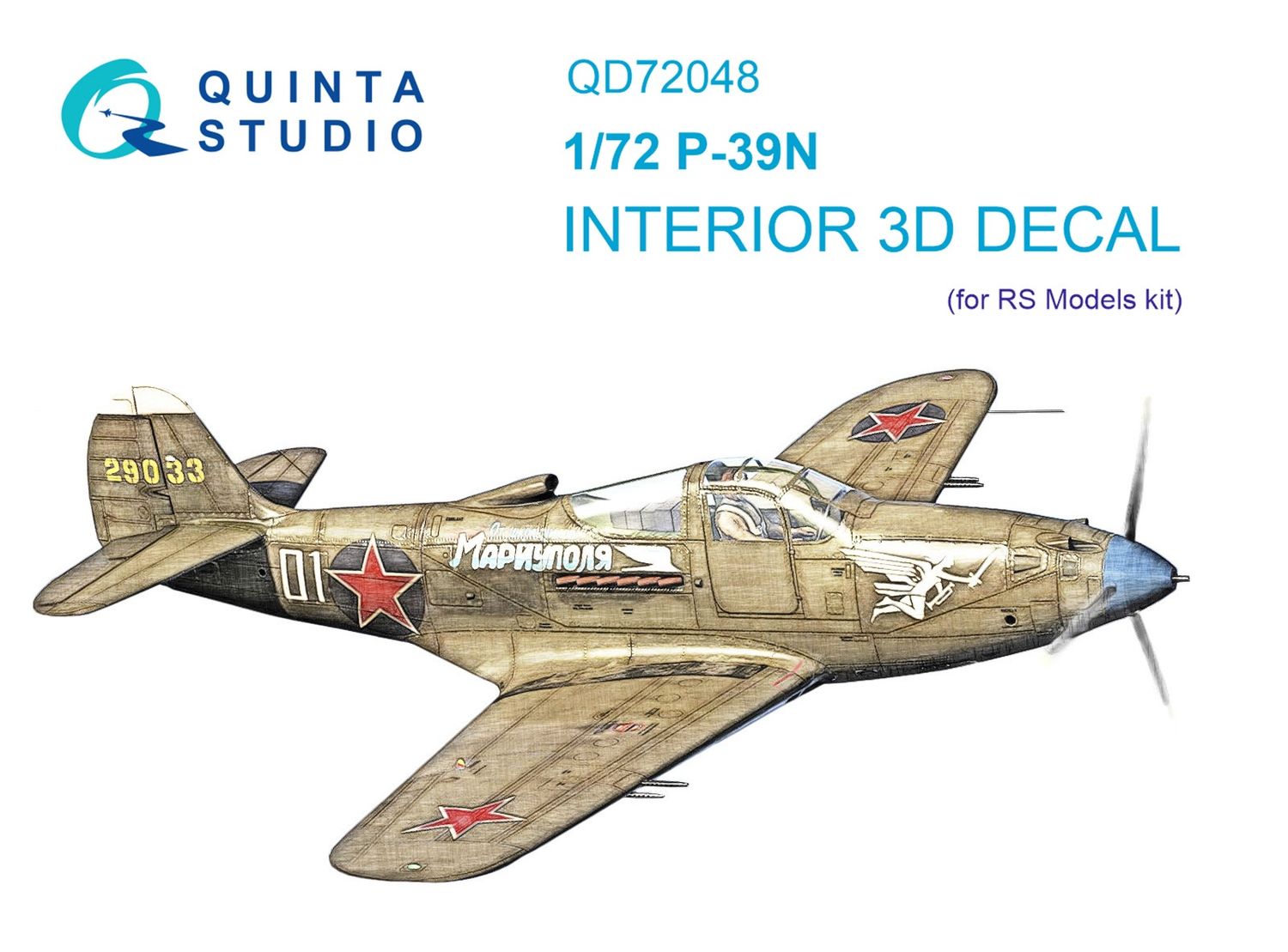 QD72048 - P-39N 3D-Printed &amp; coloured Interior on decal paper (for RS Models) - 1:72