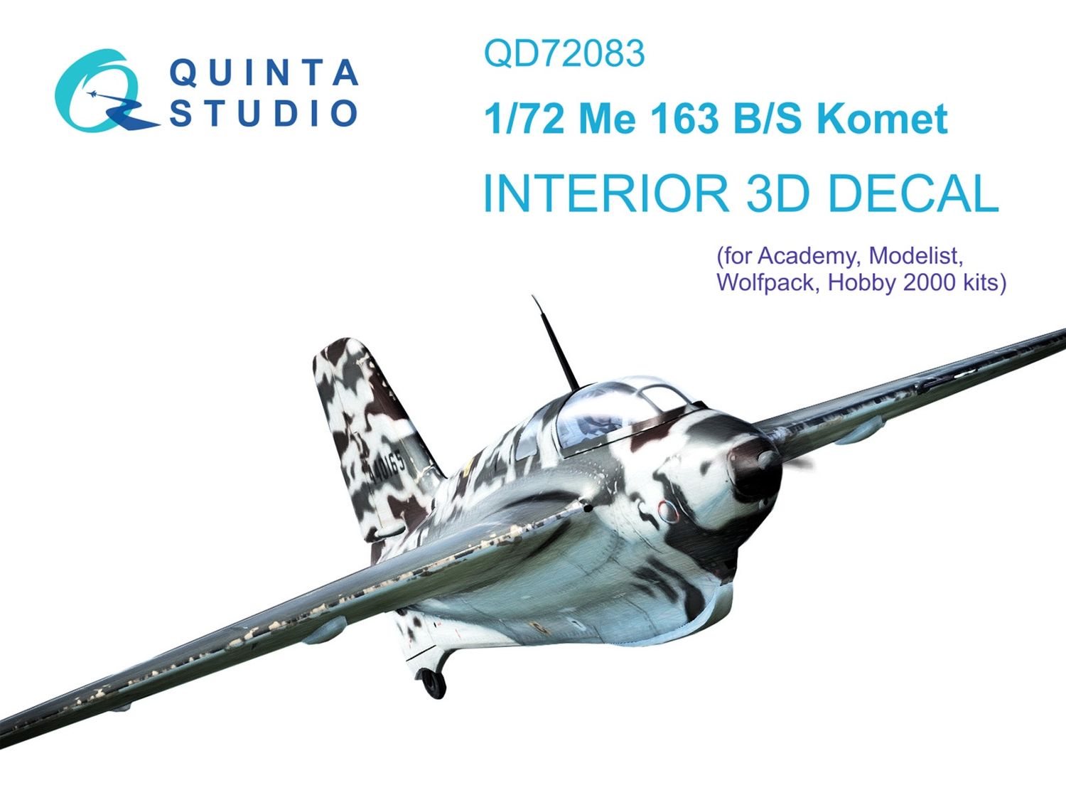 QD72083 - Me 163 3D-Printed &amp; coloured Interior on decal paper (for Academy) - 1:72