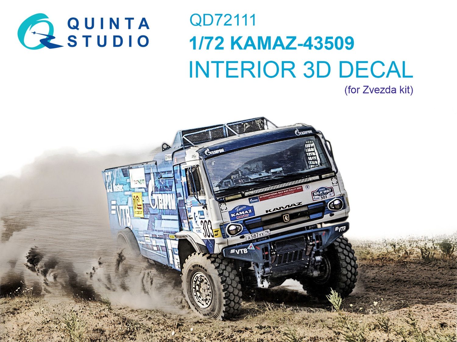 QD72111 - KAMAZ-43509 3D-Printed &amp; coloured Interior on decal paper (for Zvezda kit) - 1:72