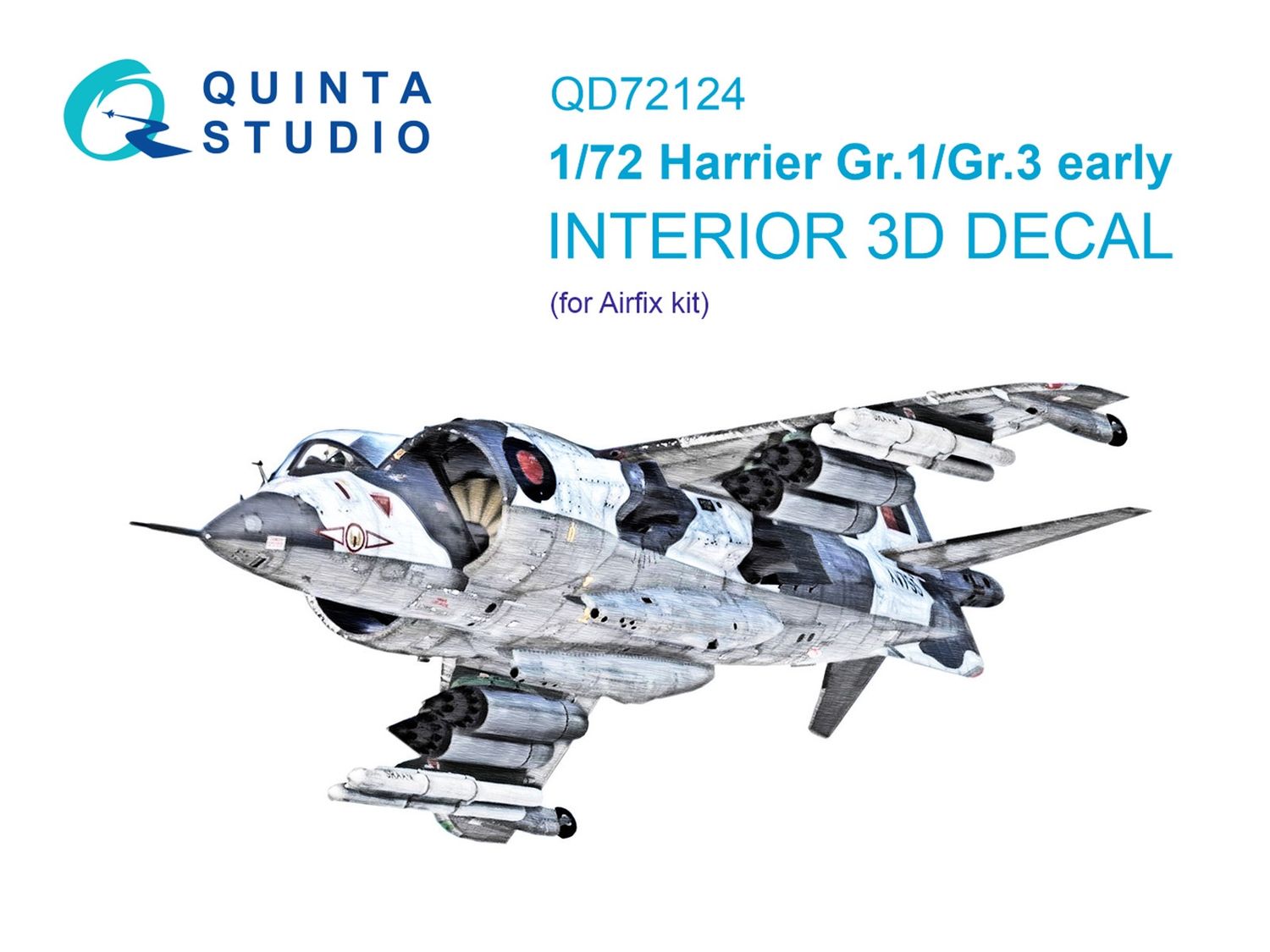 QD72124 - Harrier Gr.1/Gr.3 early 3D-Printed &amp; coloured Interior on decal paper (for Airfix kit) - 1:72