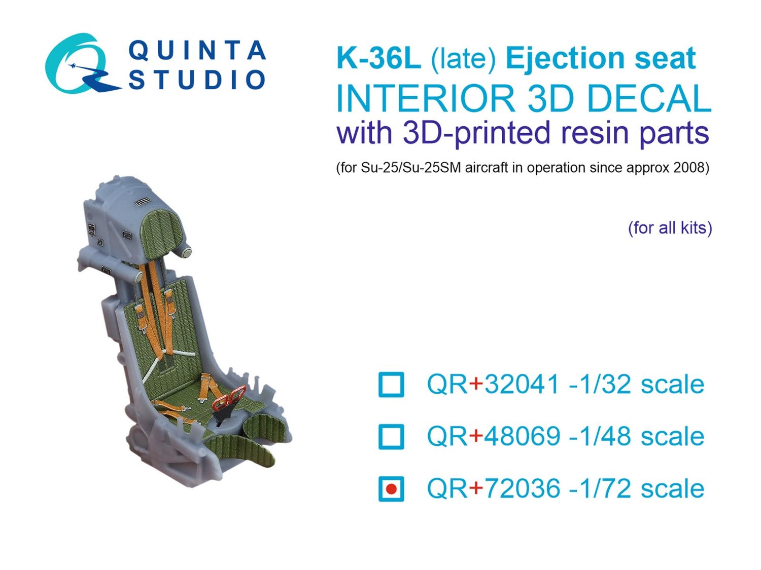 QR+72036 - K-36L (late) ejection seat (for Su-25/Su-25SM aircraft since 2008) (All kits) - 1:72