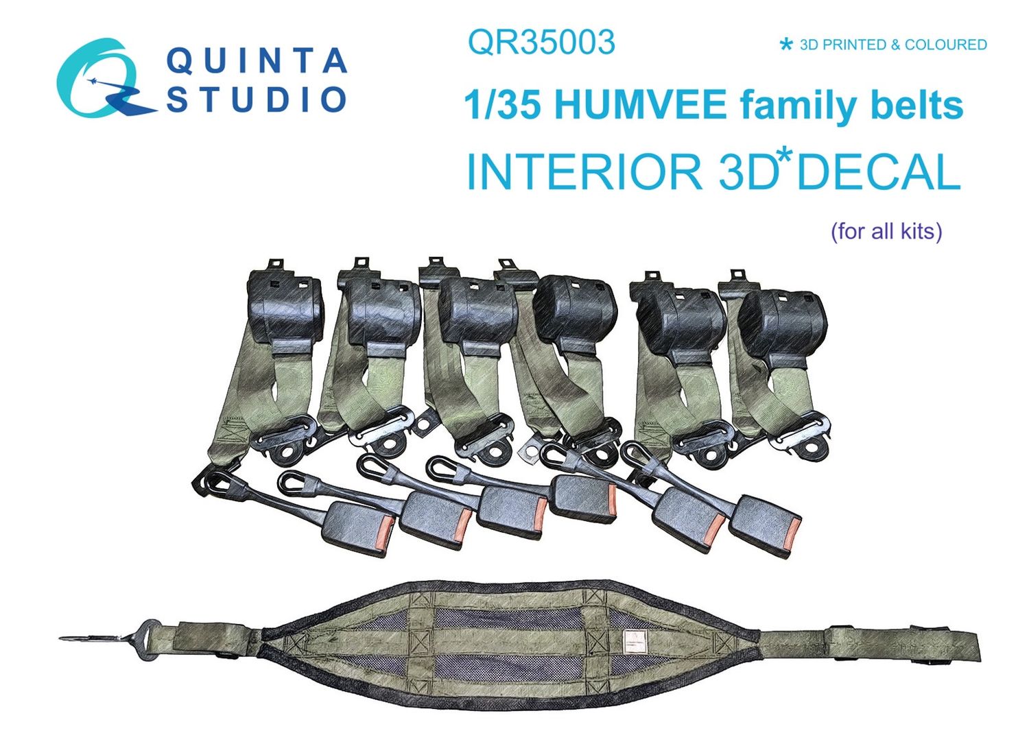 QR35003 - HUMVEE family belts, 3D-Printed &amp; coloured on decal paper (all kits) - 1:35