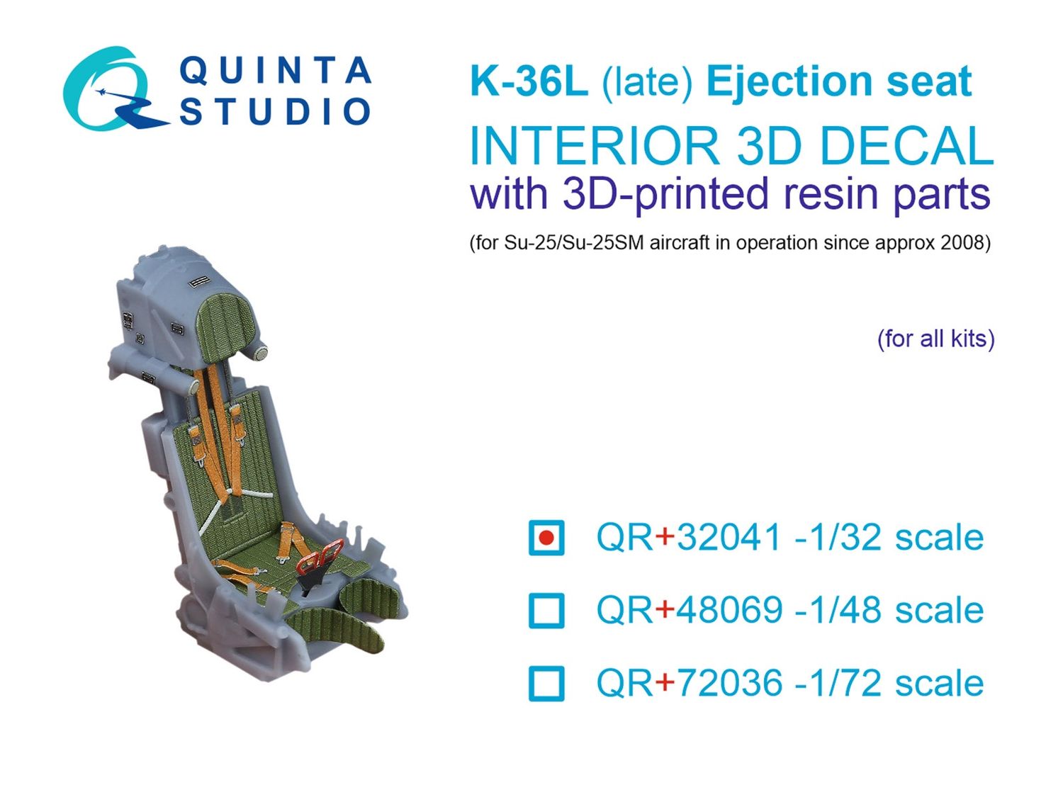 QR+32041 - K-36L (late) ejection seat (for Su-25/Su-25SM aircraft since 2008) (All kits) - 1:32