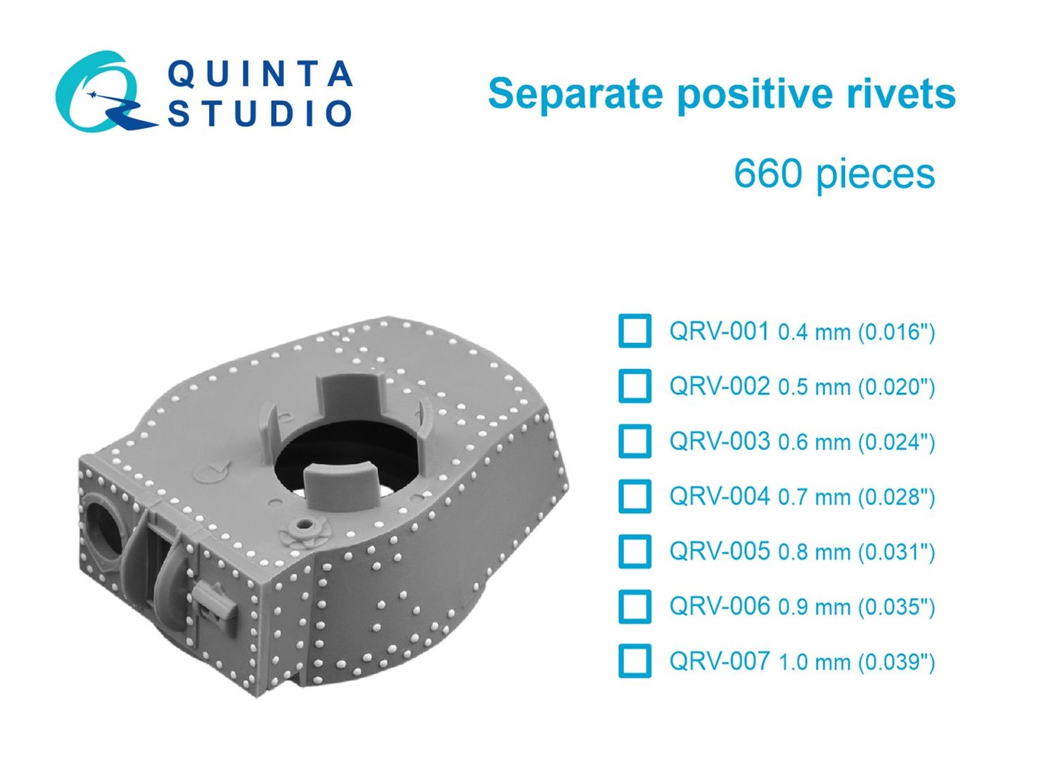 QRV-007 - Separate positive rivets, 1.0mm (0.039"), 660 pcs - all scales