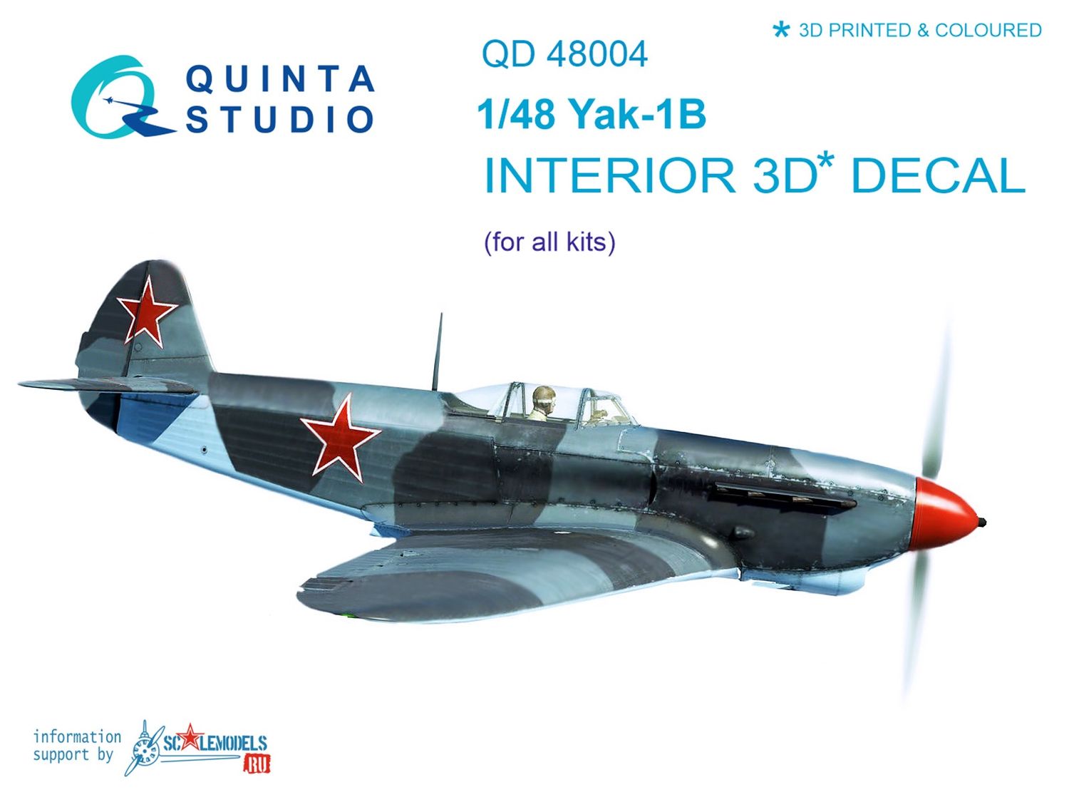 QD48004 - Yak-1B (late production) 3D-Printed &amp; coloured Interior on decal paper (for all kits) - 1:48