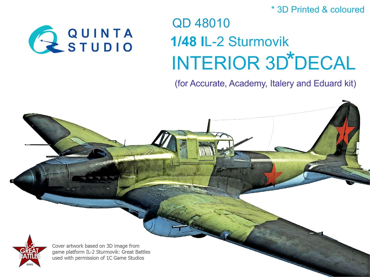 QD48010 - IL-2 3D-Printed &amp; coloured Interior on decal paper (for Accurate/Italery/Academy/Eduard kits) - 1:48