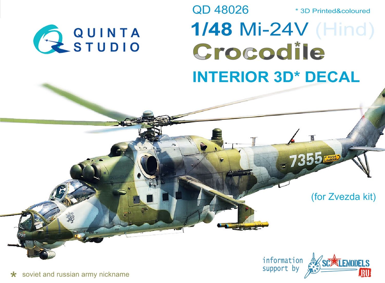 QD48026 - Mi-24V  3D-Printed &amp; coloured Interior on decal paper (for Zvezda kit) - 1:48