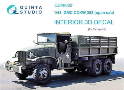 QD48029 - GMC CCKW 353 (open cab) 3D-Printed &amp; coloured Interior on decal paper (for Tamiya kit) - 1:48