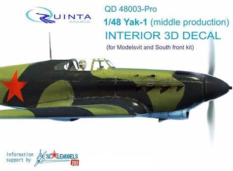 QD48003-Pro - Yak-1 (middle production) 3D-Printed &amp; coloured dashboard on decal paper (for SF and Modelsvit kit) - 1:48